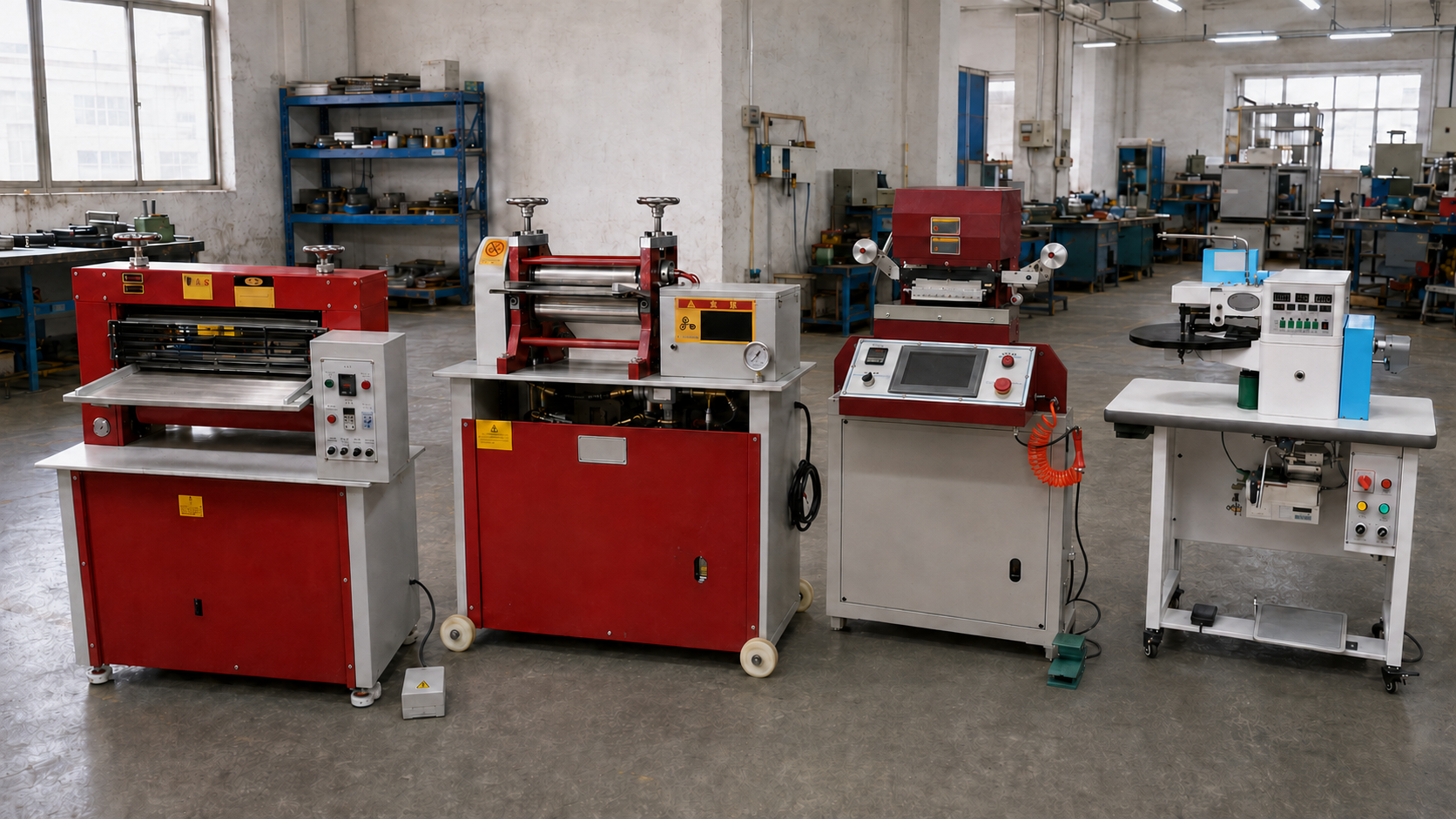 JST leather-making machinery in the factory