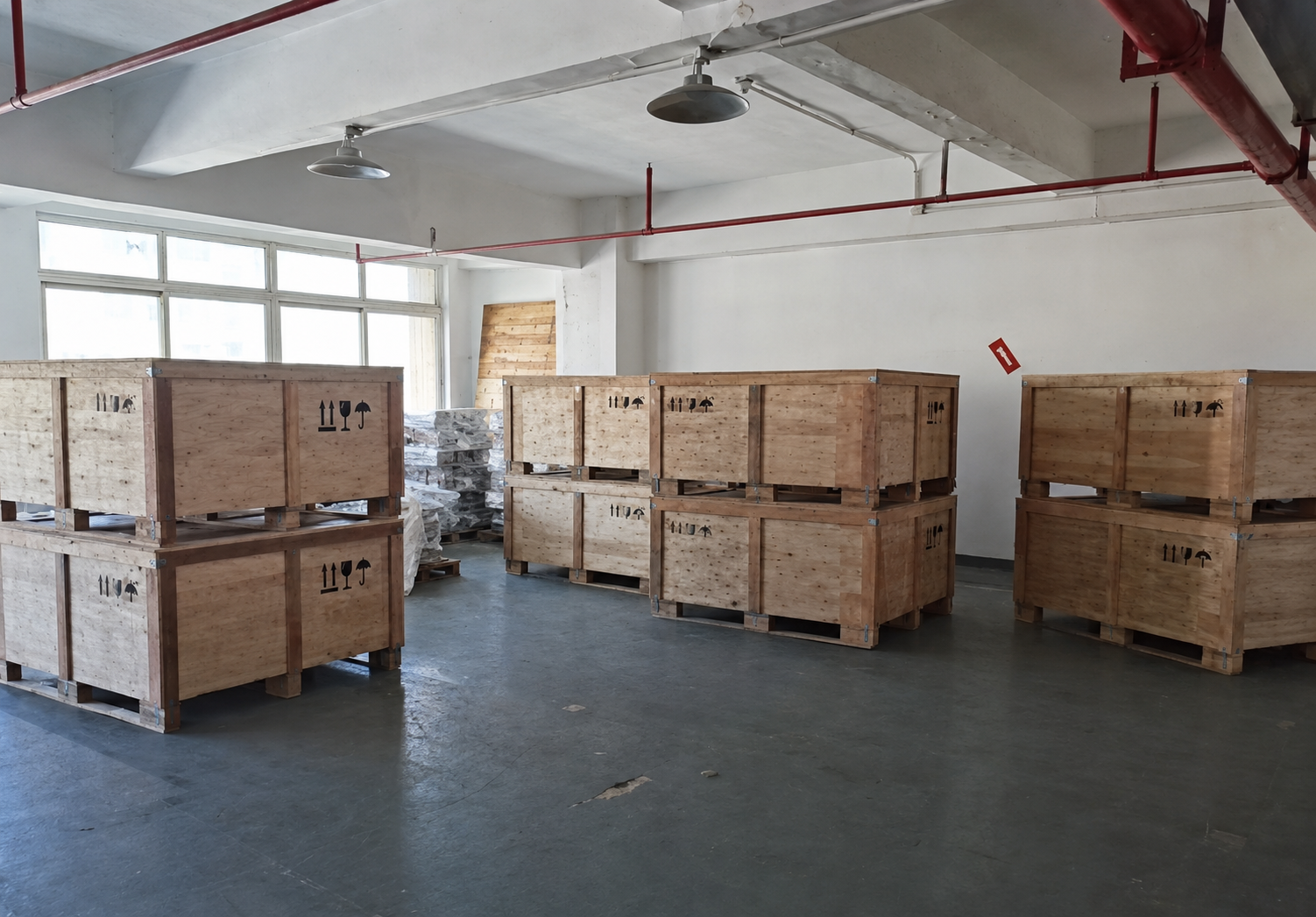 Export packing crates at JST
